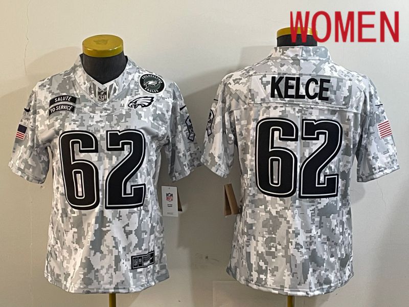 Women Philadelphia Eagles #62 Kelce Nike Arctic Camo 2024 Salute to Service Limited NFL Jersey style 2->philadelphia eagles->NFL Jersey